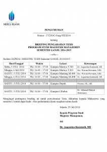 Pengumuman Briefing Tesis MM Sem. Ganjil 14-15