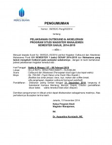 026 Pengumuman jadual pelaksanan outbound semester Ganjil 07-08 (FEBRUARI 2015)