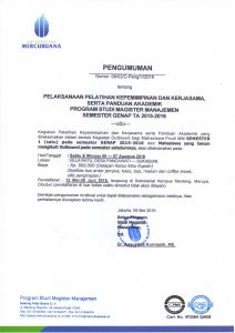 Pengumuman Outbond Genap 2015-2016